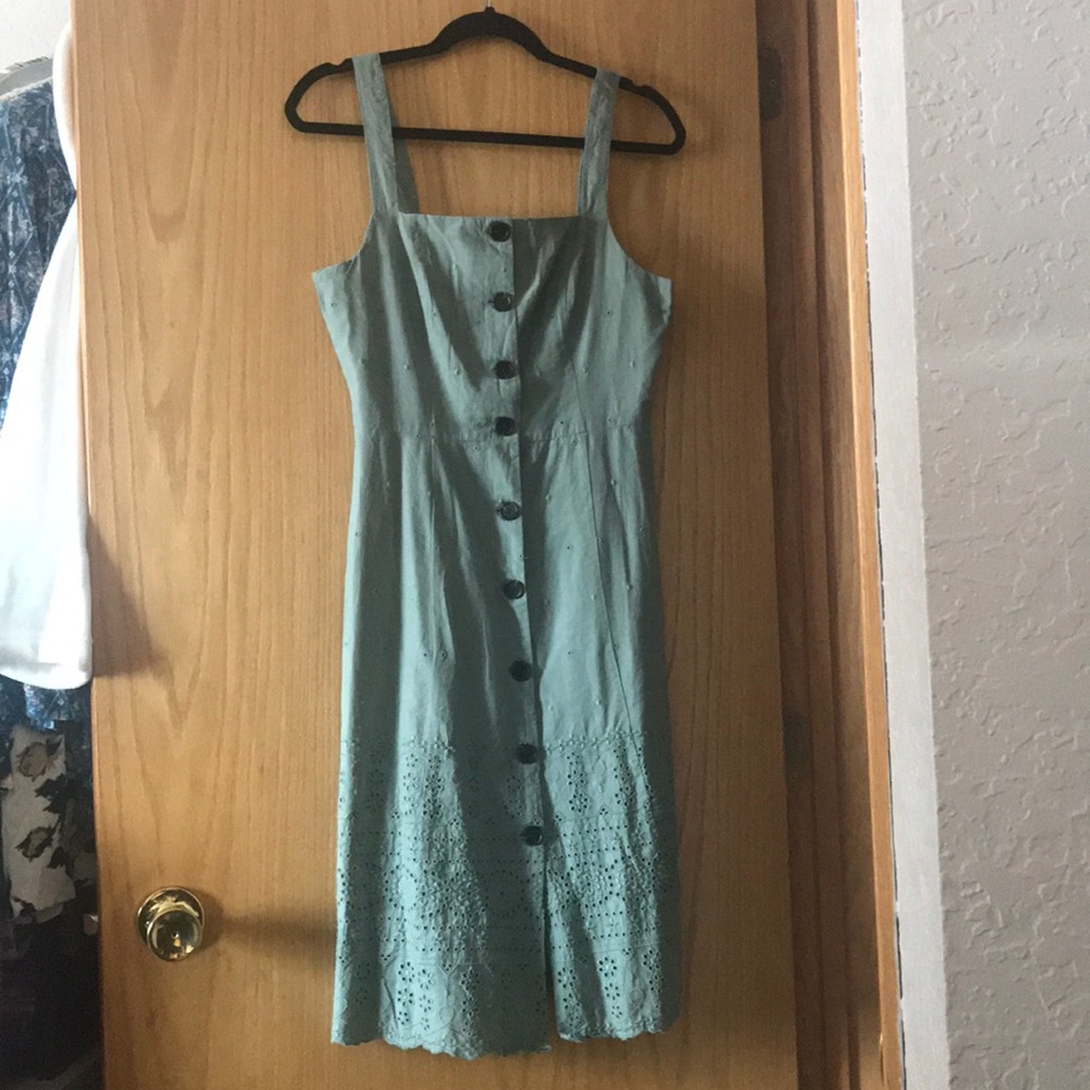 NWT Gap sea foam green midi tank top eyelet dress